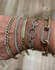 Large Oval Link Diamond Rectangle clasp Bracelet