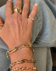Large Oval Link Diamond Rectangle clasp Bracelet