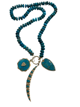 Load image into Gallery viewer, 18 Inch 8mm Turquoise Rondelle Beaded Necklace
