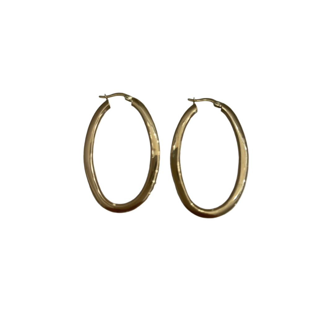 14K 46mm Flat Oval Hoops