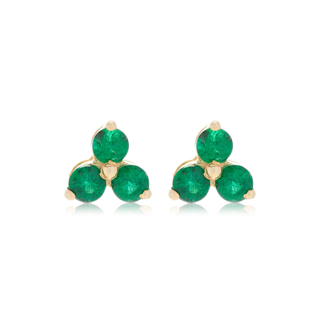 14K XL Triple Emerald Studs