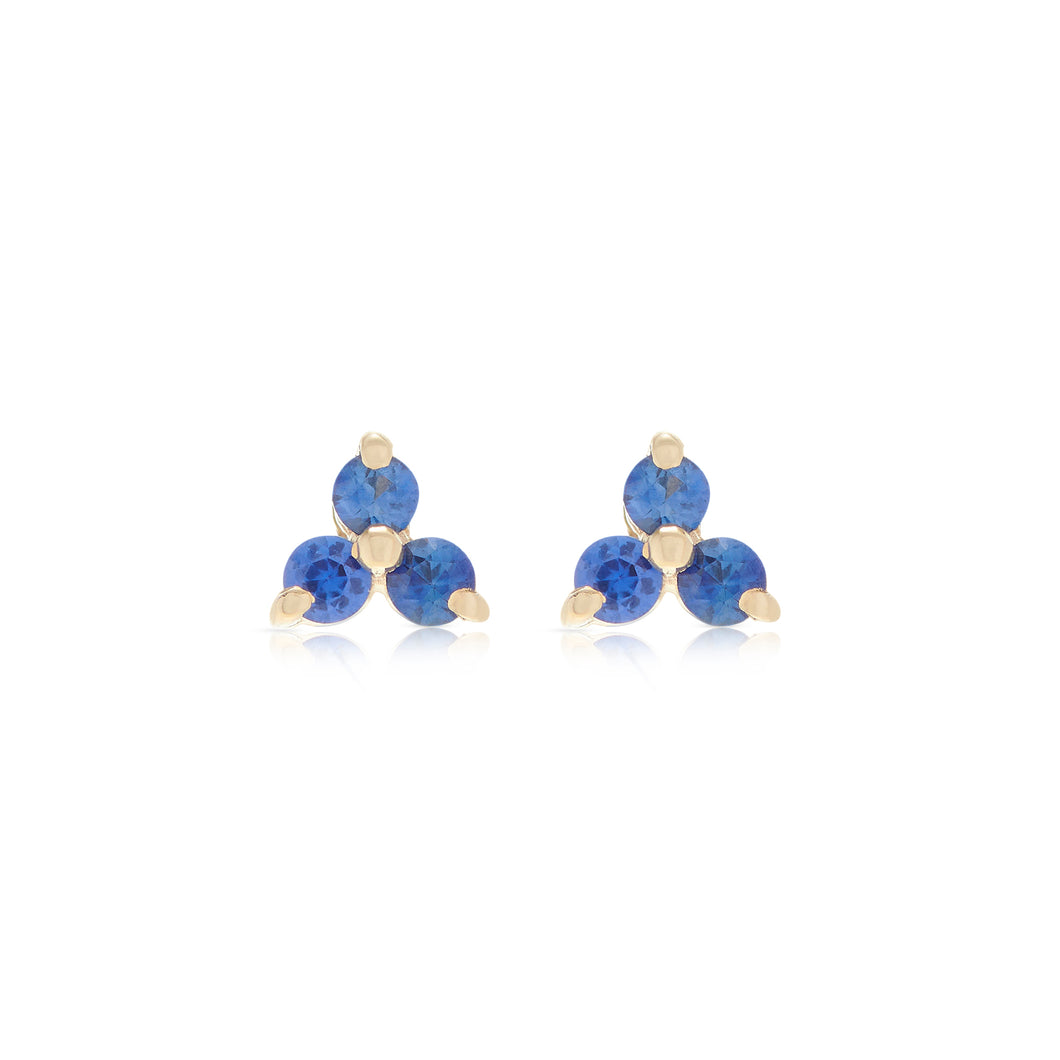 14K Triple Sapphire Studs