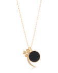14K Onyx Halo Pendant