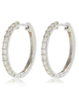 14K White Gold 18mm Diamond Hoops