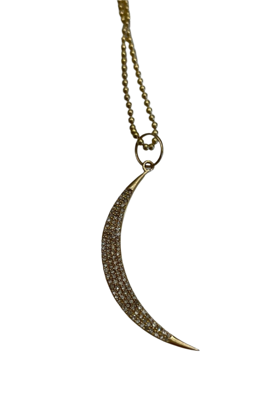 14K Pave Crescent Moon