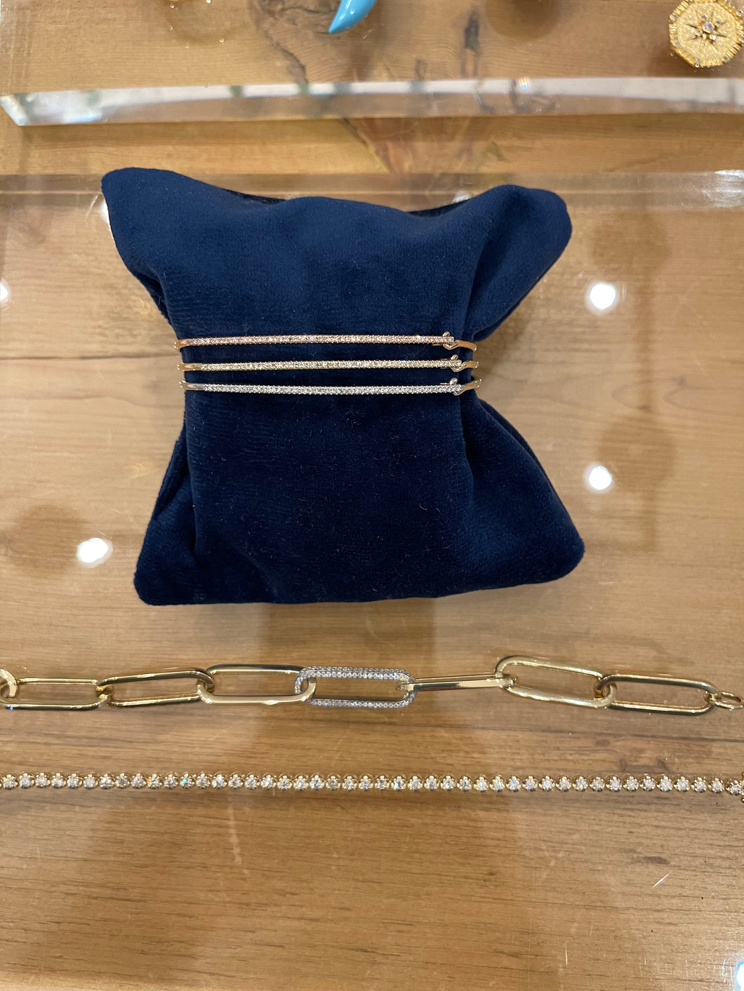 14K Thick Paperclip Bracelet with Diamond Link
