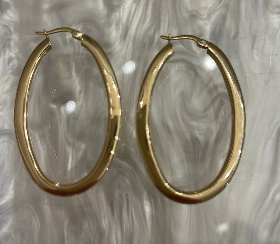 14K 46mm Flat Oval Hoops