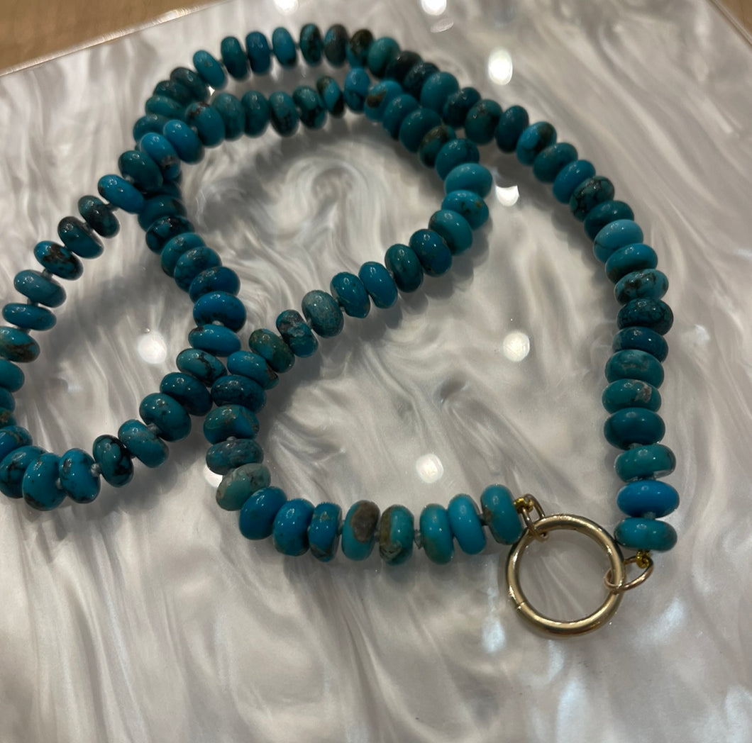 18 Inch 8mm Turquoise Rondelle Beaded Necklace