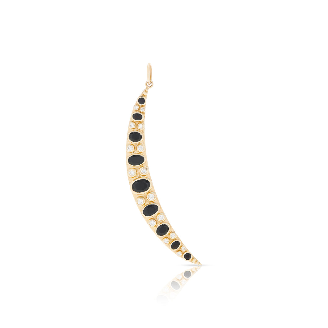 14K Mo Diamond 2 1/4 Crescent Moon Pendant