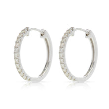 Load image into Gallery viewer, 14K White Gold 17mm Diamond Hoops
