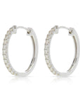 14K White Gold 17mm Diamond Hoops