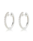 14K White Gold 14mm Diamond Hoops