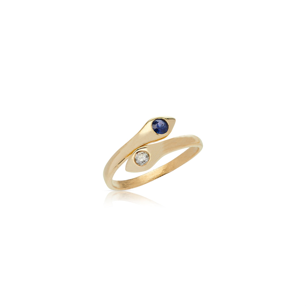 14K Sapphire/Diamond Snake Ring