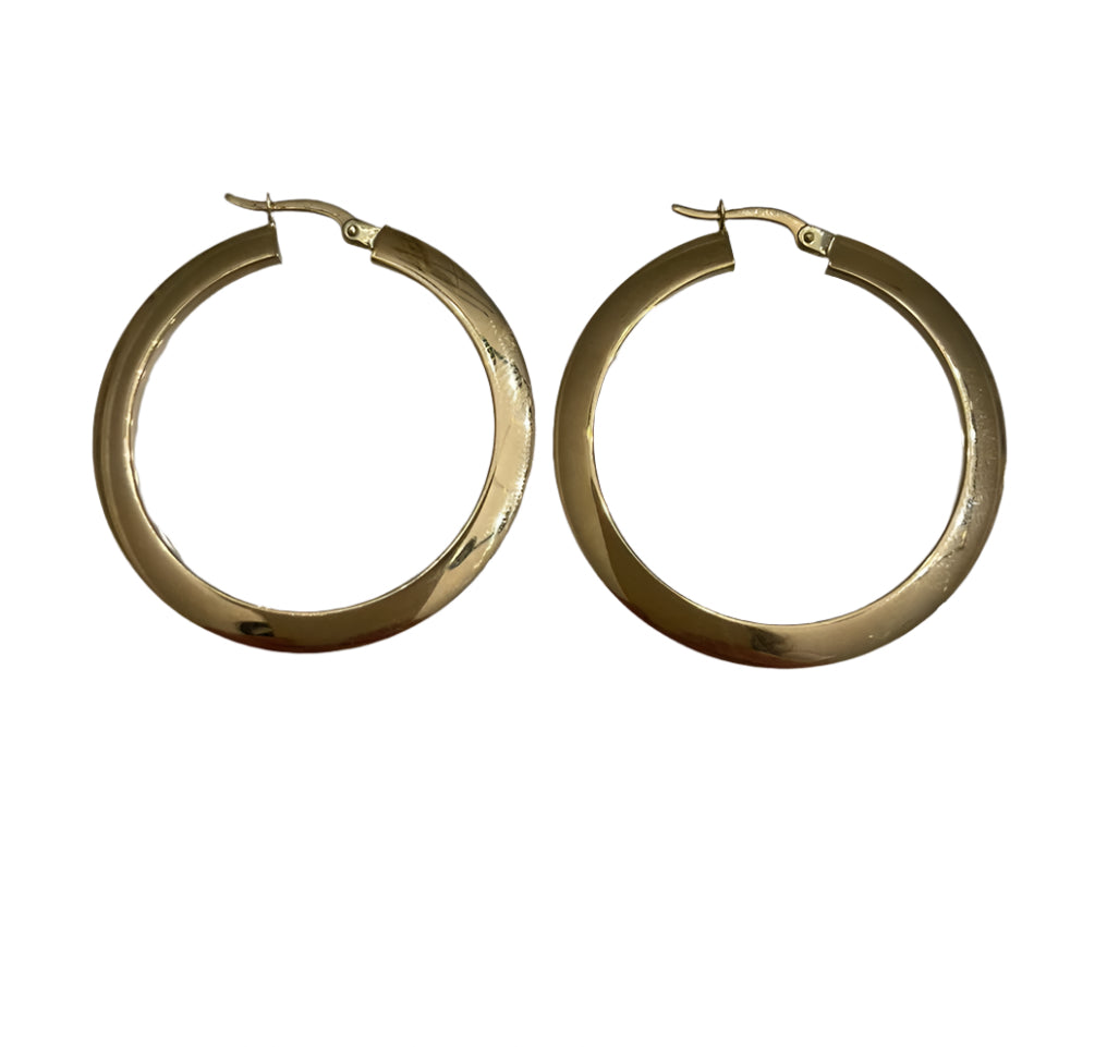 14K Knife Edge Hoops