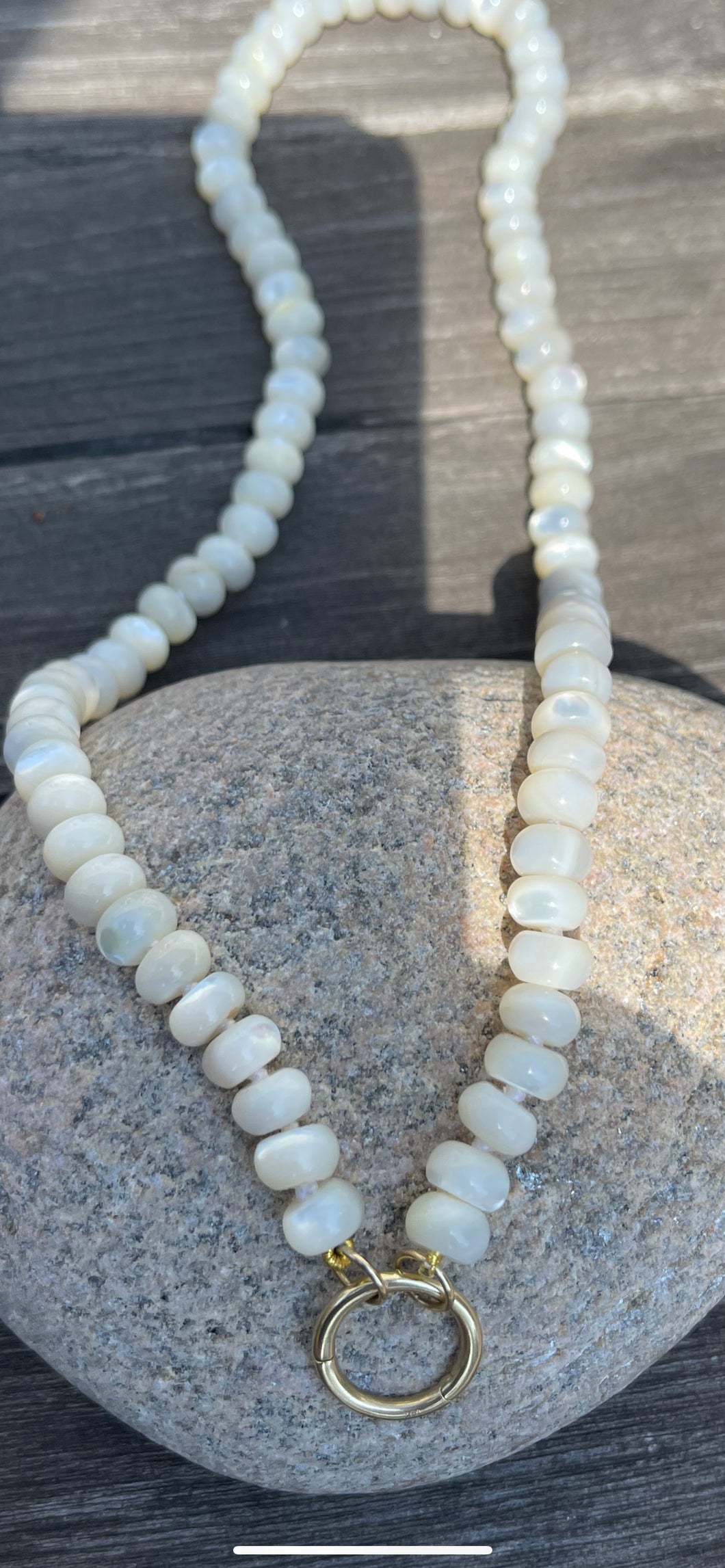 18 inch Mother Of Pearl Beaded Charm Necklace