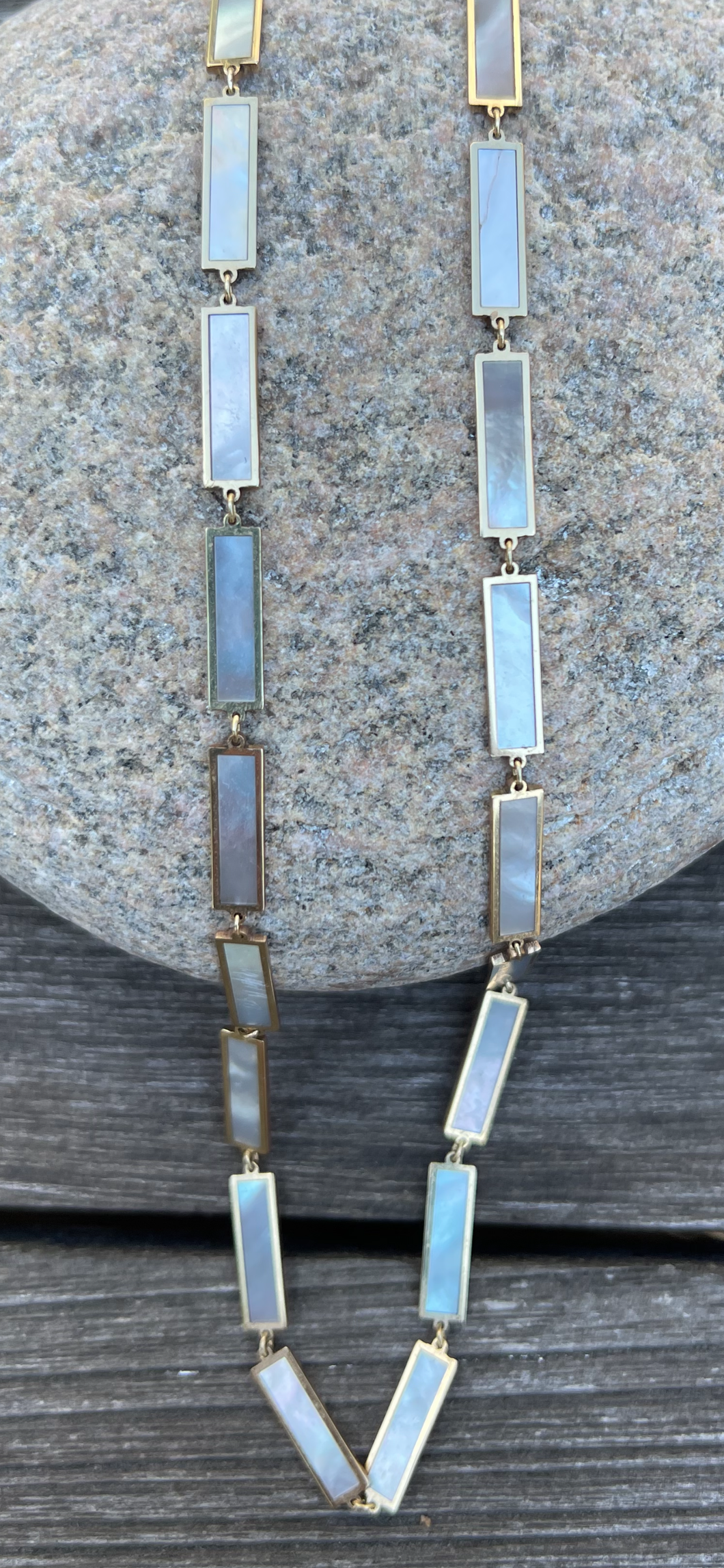 18 inch Mother of Pearl Inlay Bar Necklace