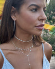 14K Floating Diamond Line Earrings